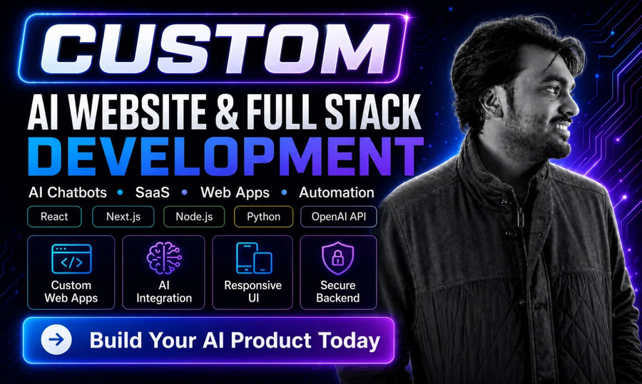 I will build custom ai website, ai chatbot, and full stack web app
