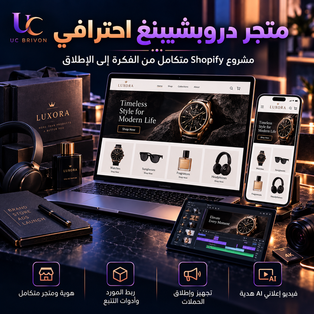 متجر دروبشيبنغ احترافي للخليج + فيديو AI هدية
