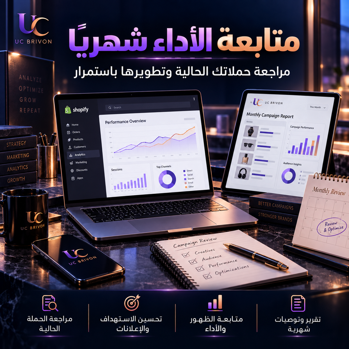 متابعة الحملات وتحسين الأداء — خدمة شهرية