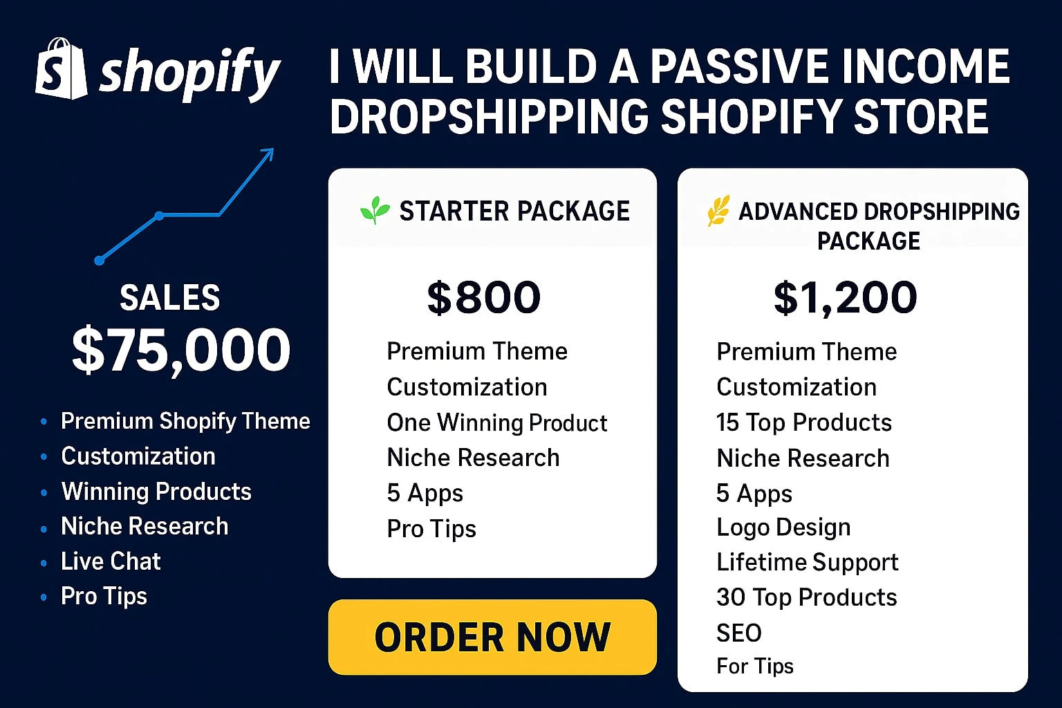 I will build a professional shopify dropshipping store for passive income