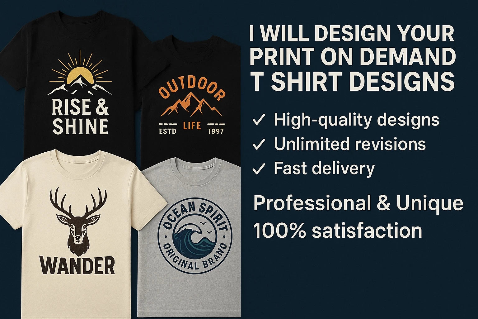 I will design custom pod t shirts for spreadshirt redbubble amazon and more